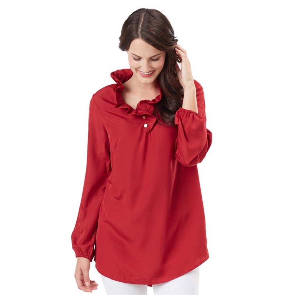 Mud Pie Silk Ruffle Tunic Top